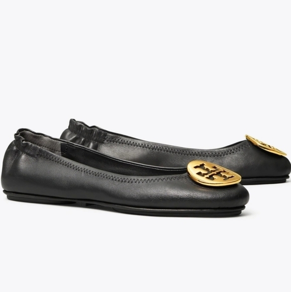 Tory Burch Womens Minnie Travel Logo Leather Loafer Slip on ballet shoes sz 7M - Picture 3 of 15